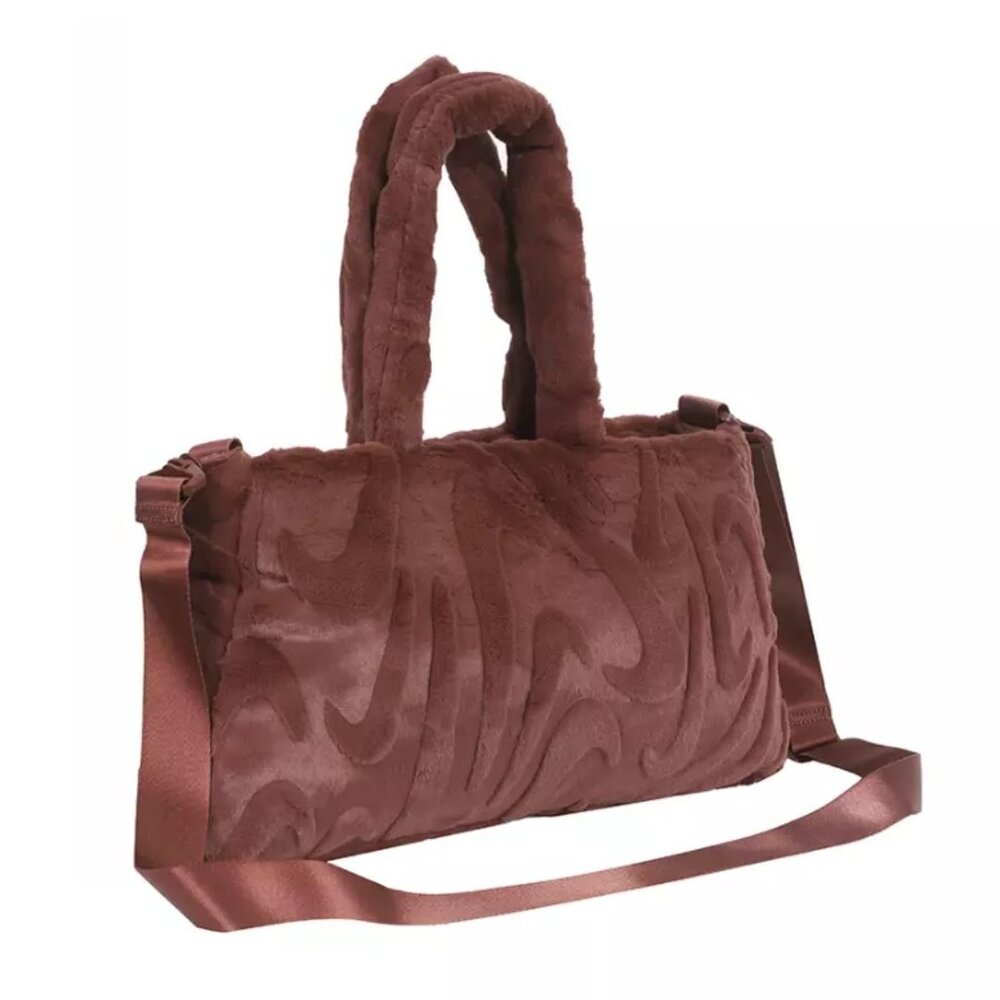 Nike Sportswear Faux Fur Large Duffle Tote Bag Brown